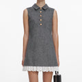 Grey Herringbone Mini Dress