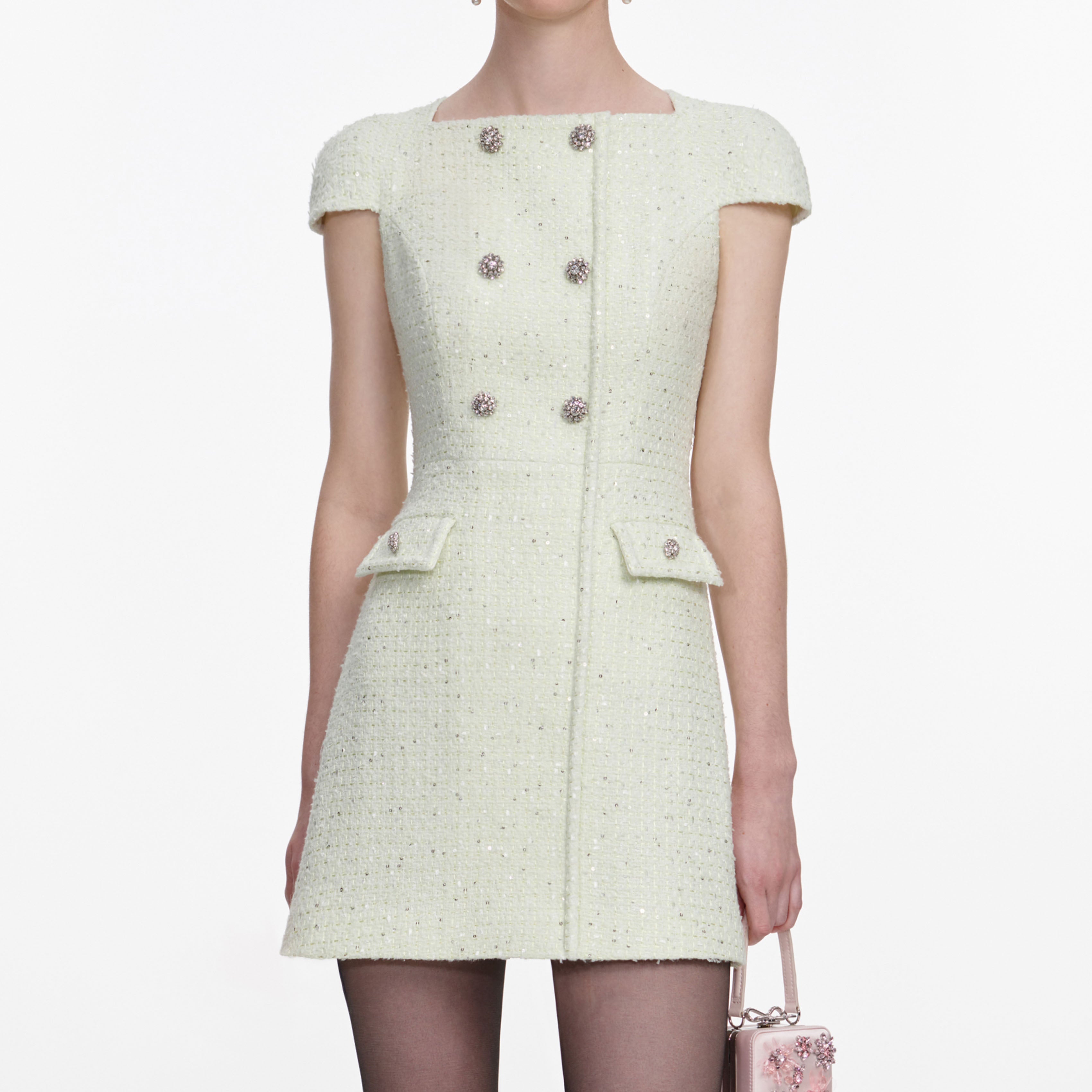Lime Boucle Mini Dress