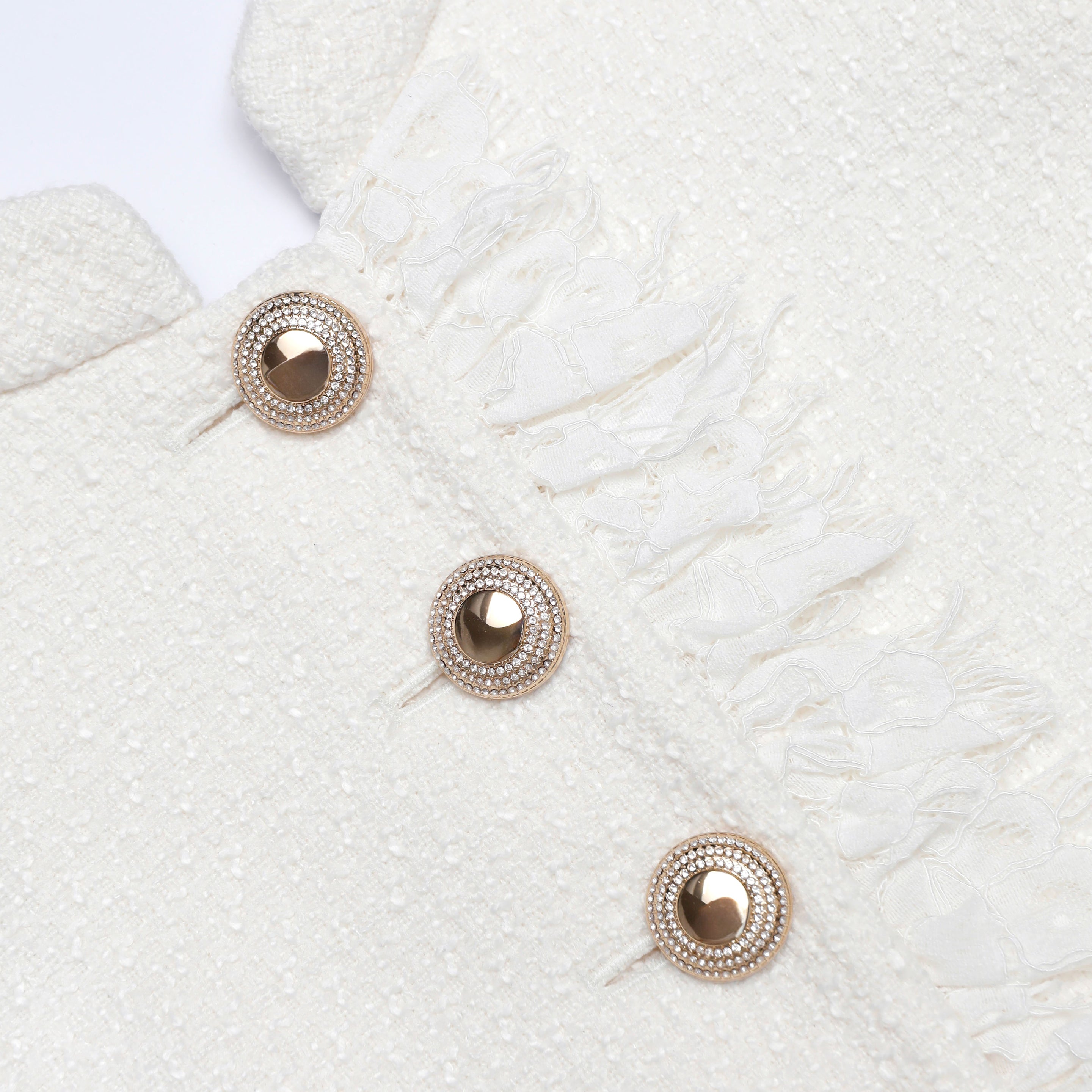 Cream Boucle Lace Trim Mini Dress self-portrait Cream Boucle Lace Trim Mini Dress self-portrait