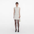 Check Boucle Lace Trim Mini Dress