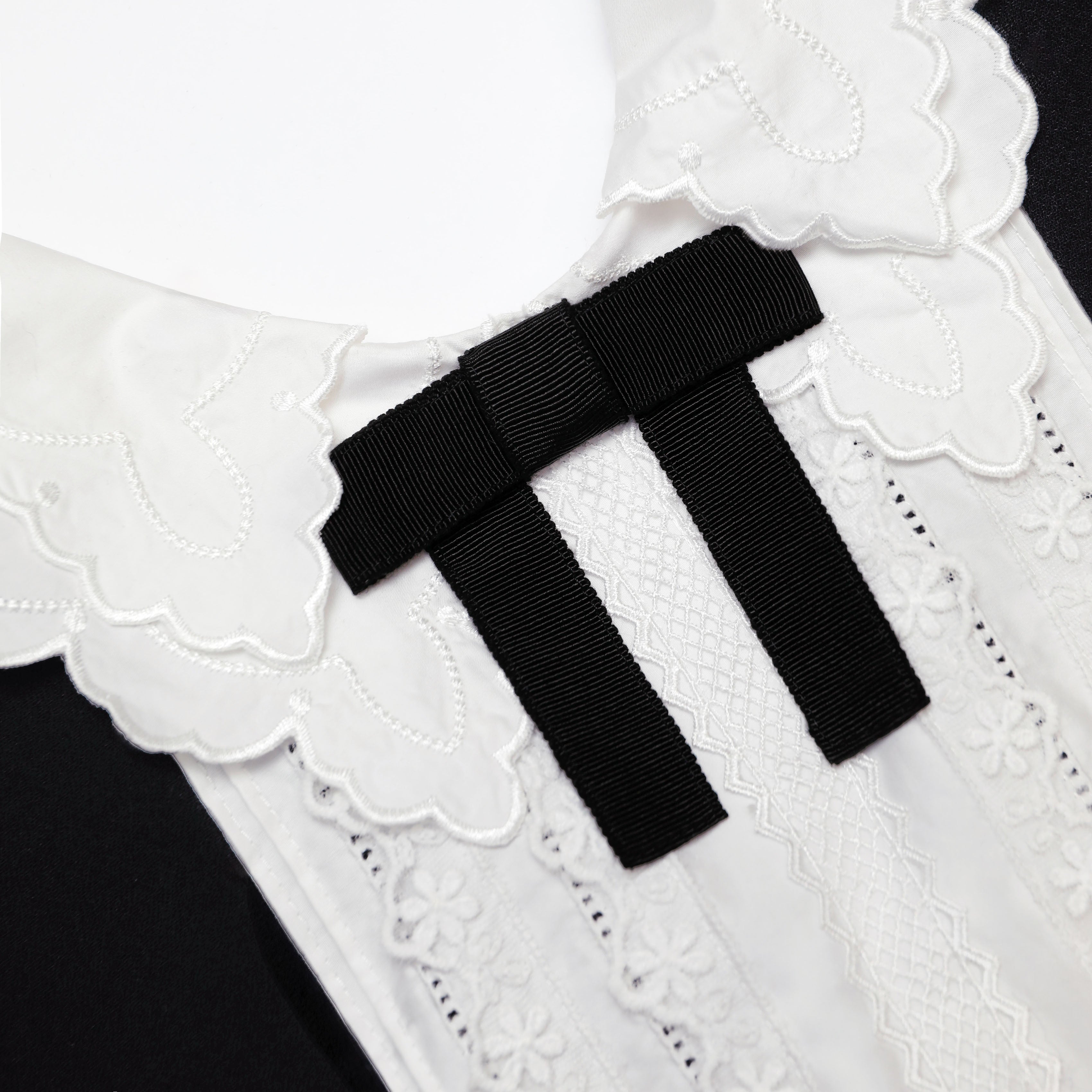 Black Crepe Lace Bib Mini Dress