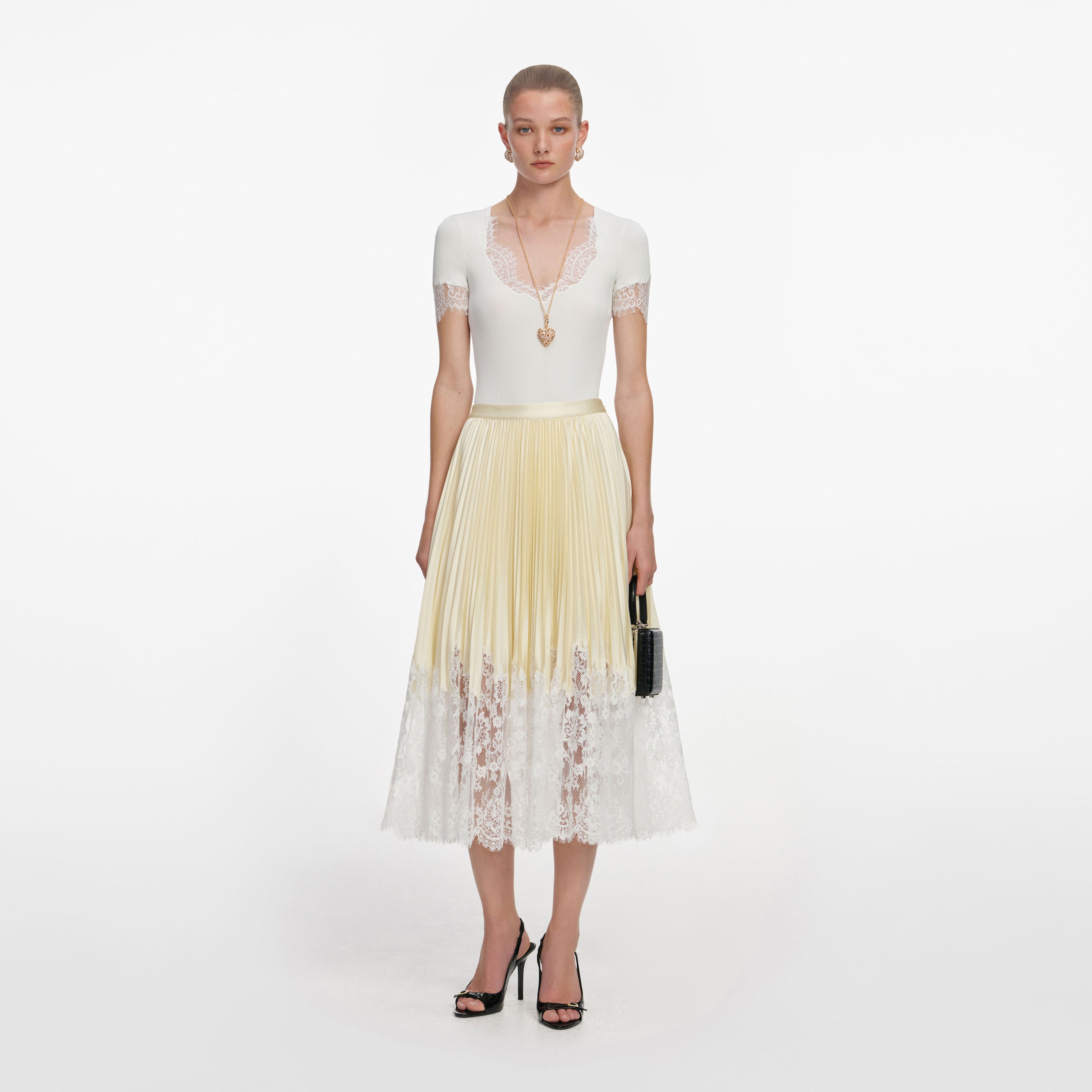 Satin Draping Yellow Skirt main image 1