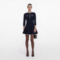 Navy Bow Knit Mini Dress