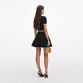 Black Pointelle Knit Mini Skirt