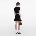 Black Pointelle Knit Mini Skirt