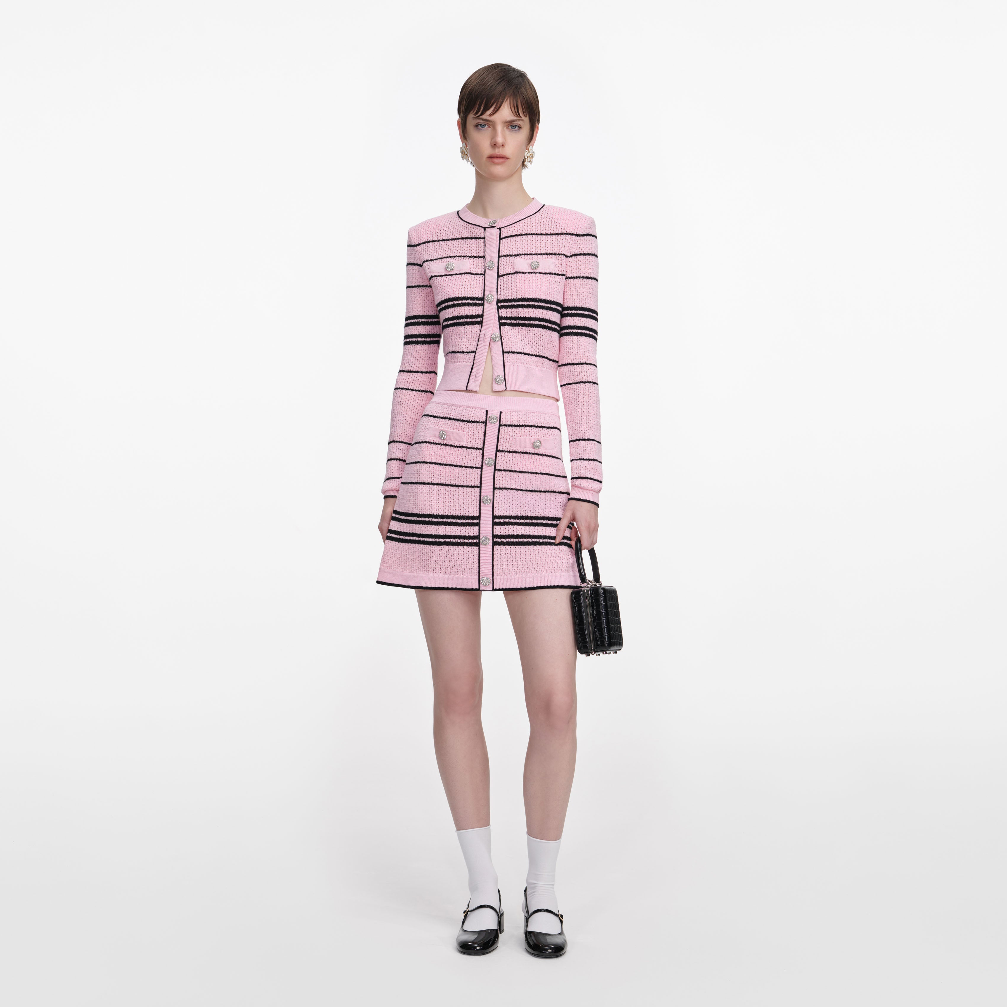 Pink Stripe Cardigan – self-portrait
