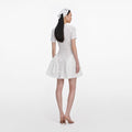 White Pointelle Knit Flared Mini Dress