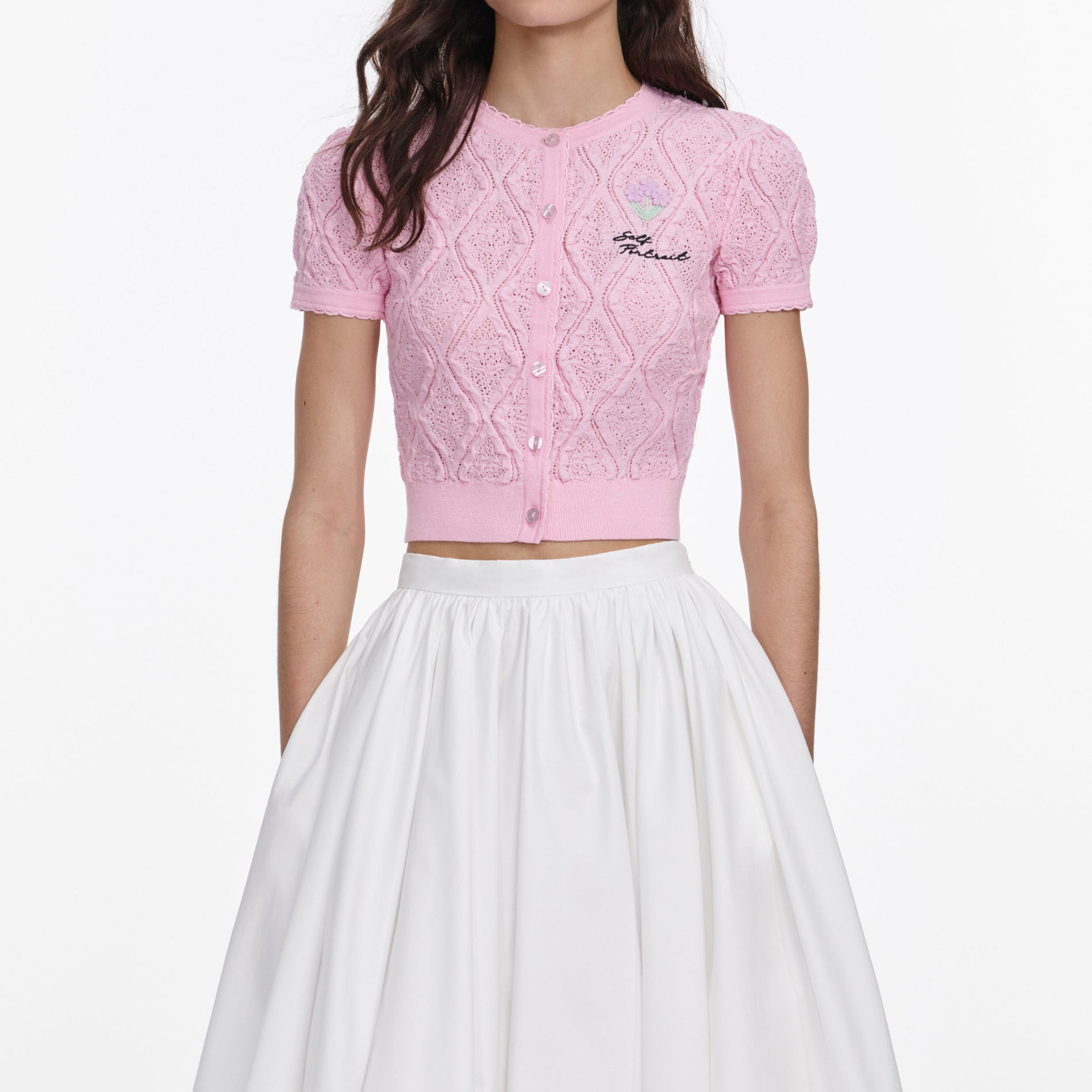 Pink Pointelle Knit Top