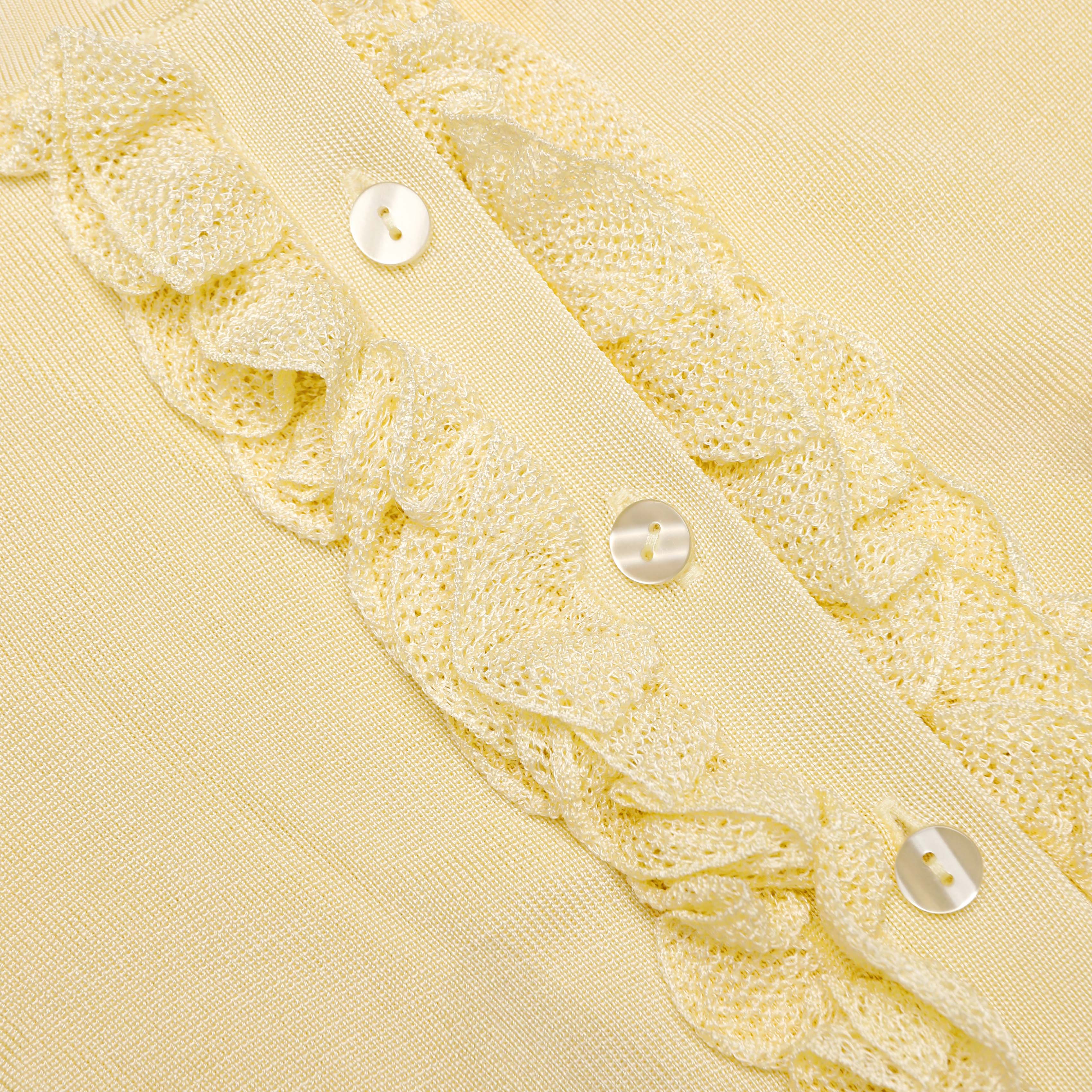 Yellow Viscose Knit Ruffle Midi Dress