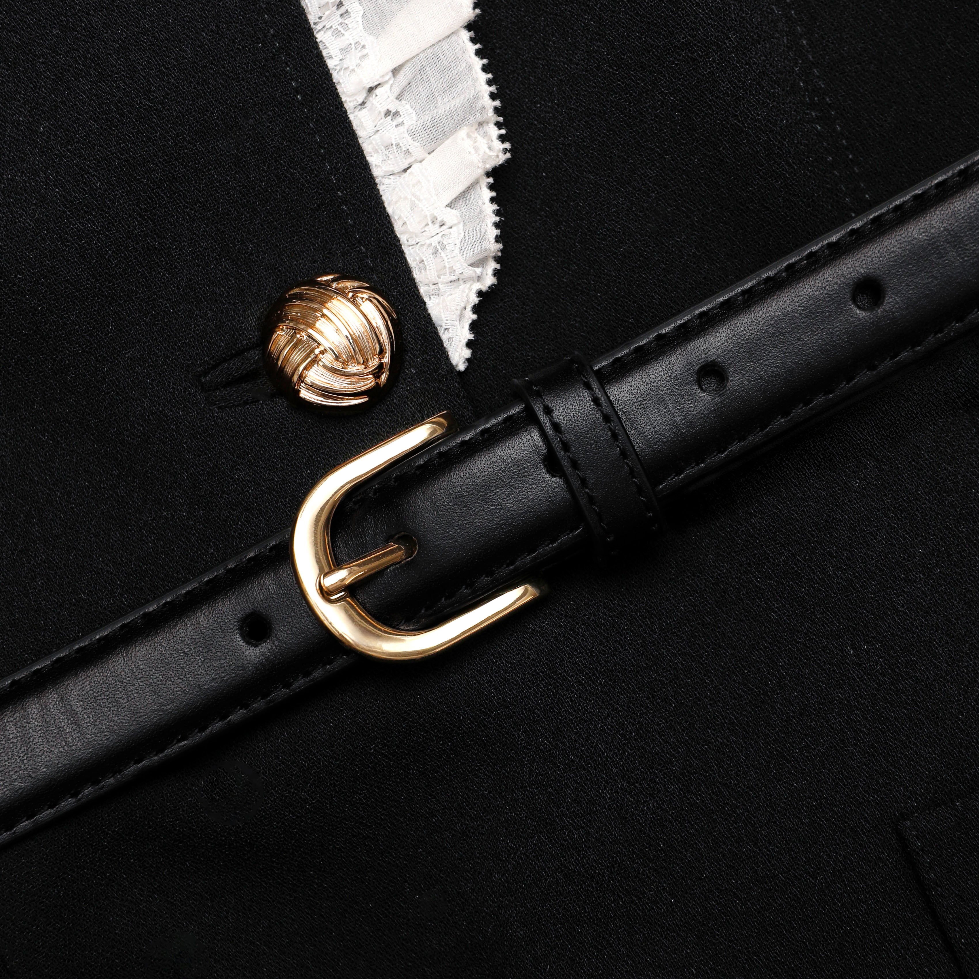 Black Crepe Contrast Frill Midi Dress