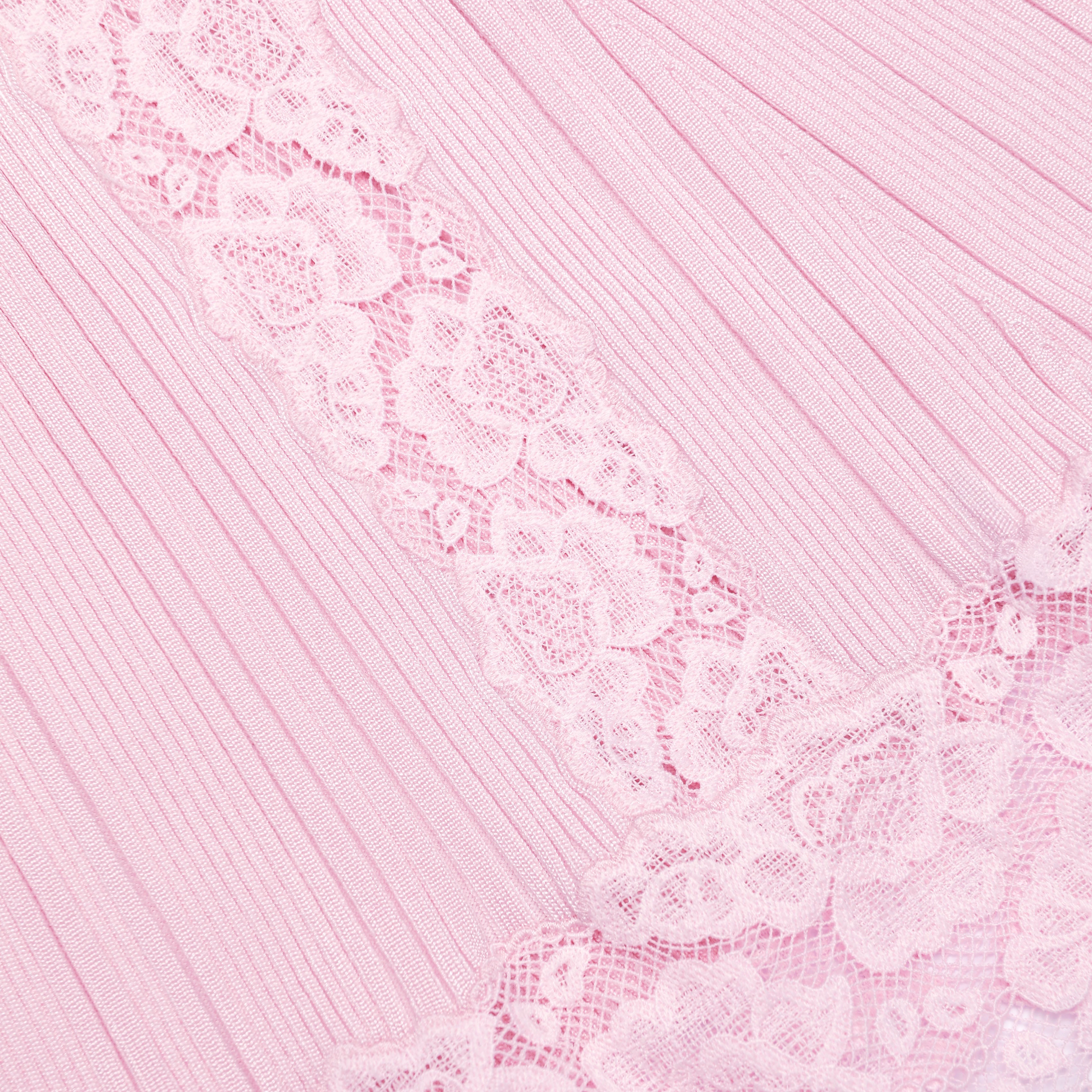 Pink Knit Lace Insert Midi Dress