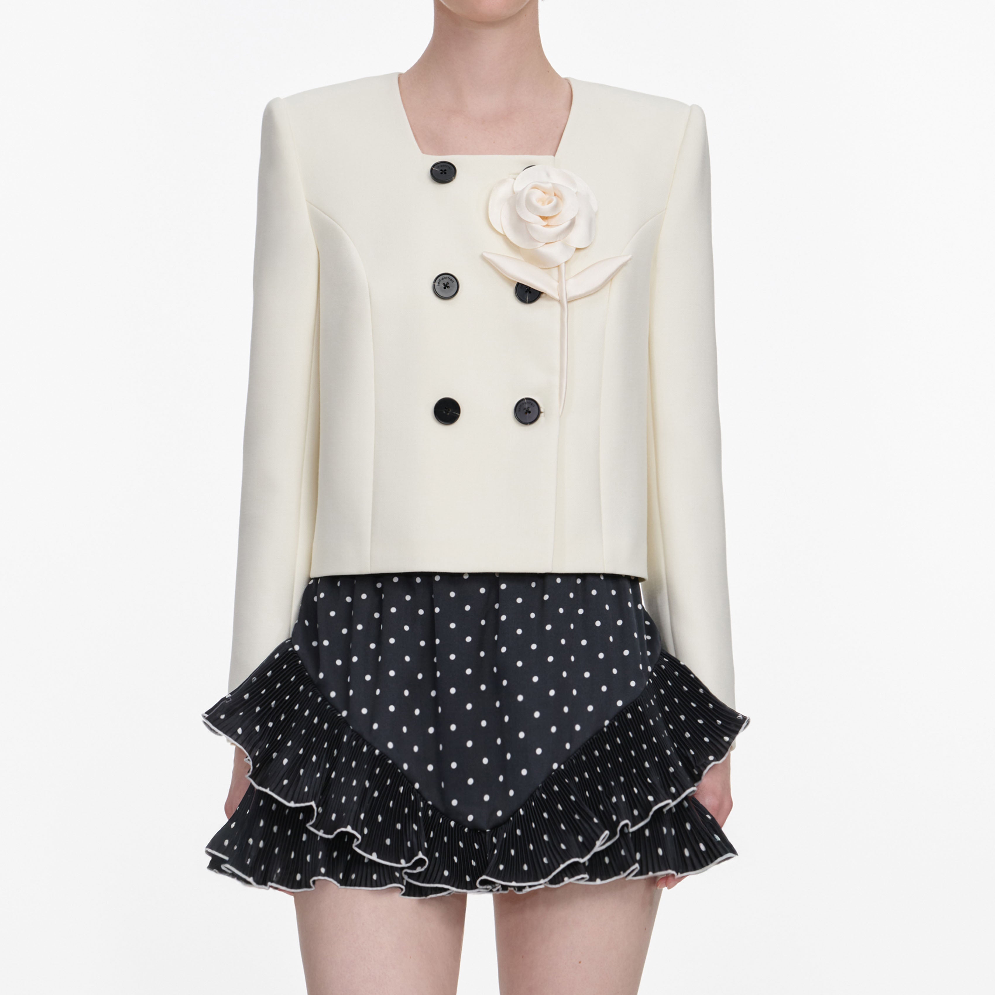 Cream 3D Flower Jacket