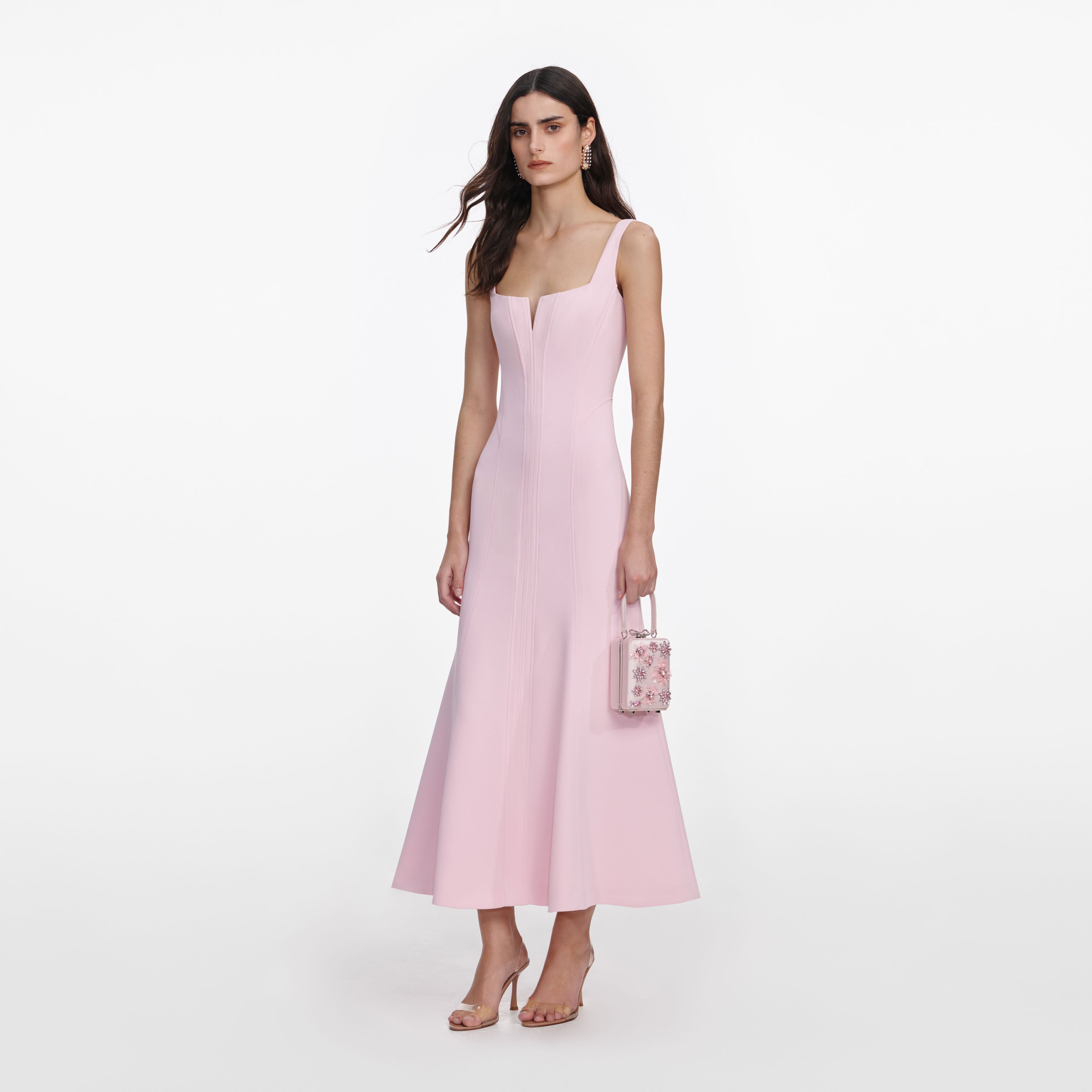 Pink Crepe Midi Dress