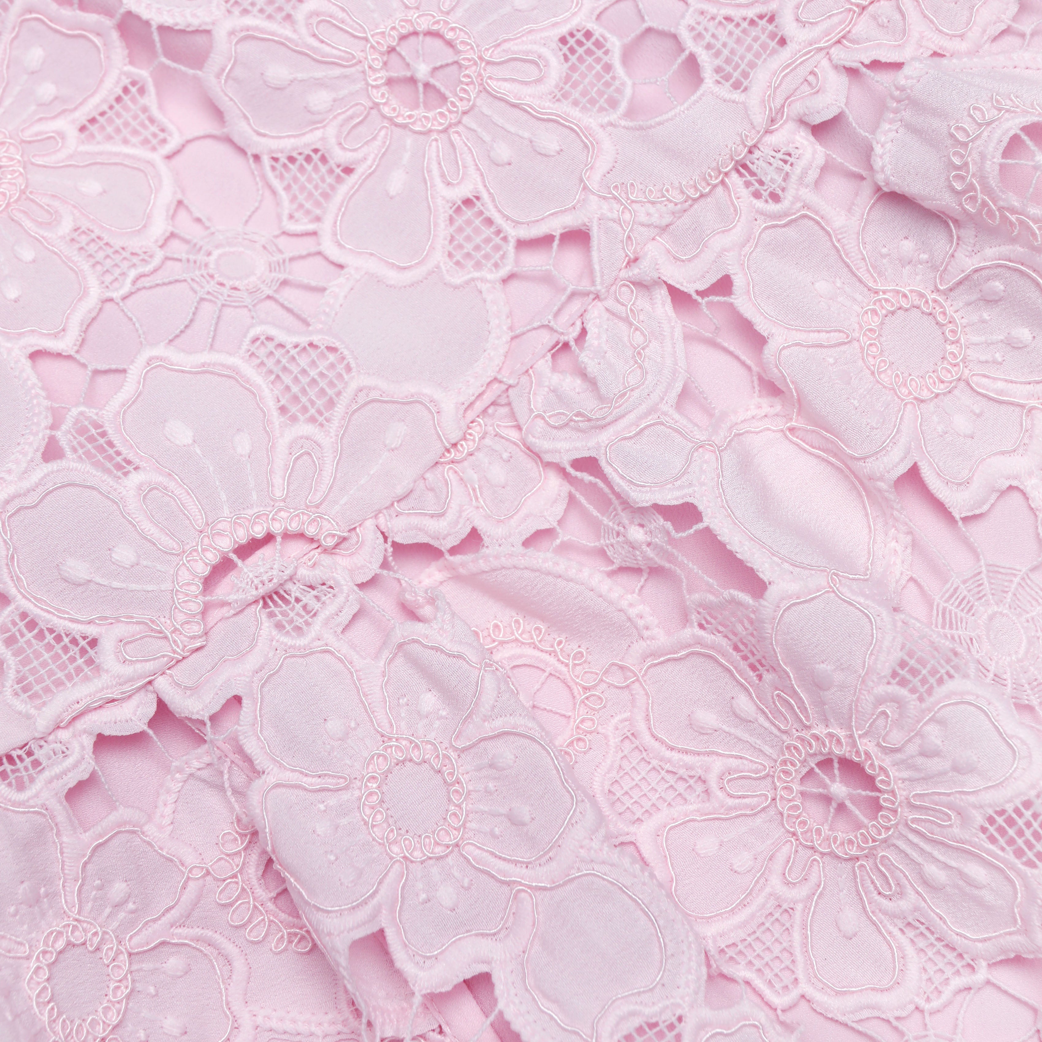 Pink Lace Collared Mini Dress