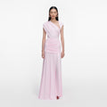 Pink Jersey Draped Maxi Dress