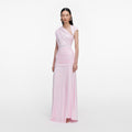 Pink Jersey Draped Maxi Dress