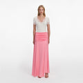 Pink Jersey Gathered Maxi Skirt