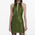 Olive Rhinestone Mini Dress