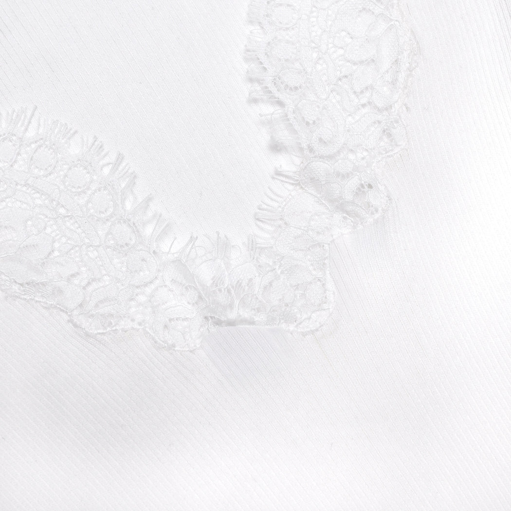 White Lace Trim Knit Bodysuit