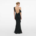 Black Polka Dot Georgette Maxi Dress