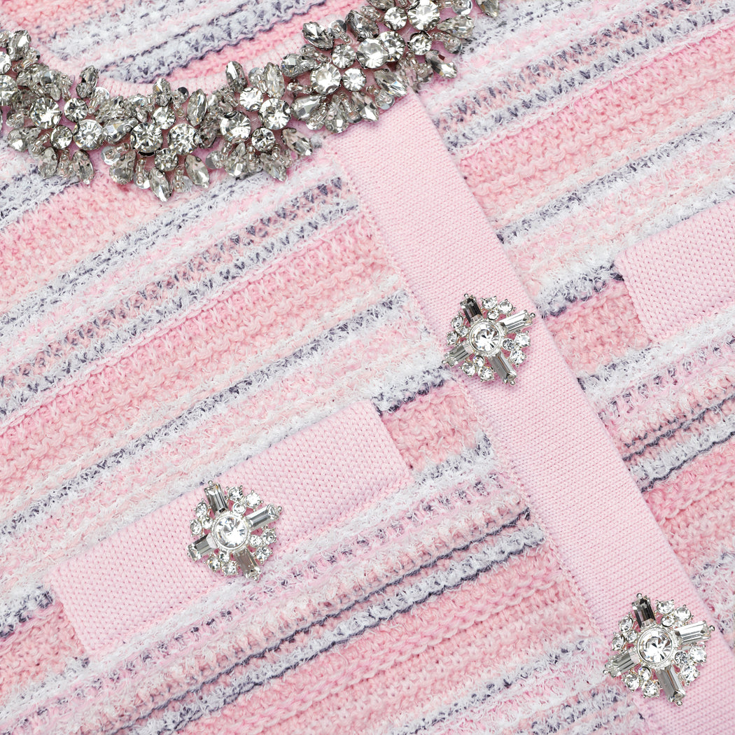 A close up of the fabric for the Pink Textured Cardigan