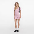 Pink Pointelle Knit Mini Dress