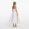 White Taffeta Strapless Midi Dress