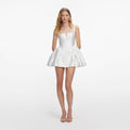 White Taffeta Flared Mini Dress