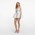 White Taffeta Flared Mini Dress