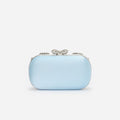 Blue Satin Multi Crystal Clutch Bag
