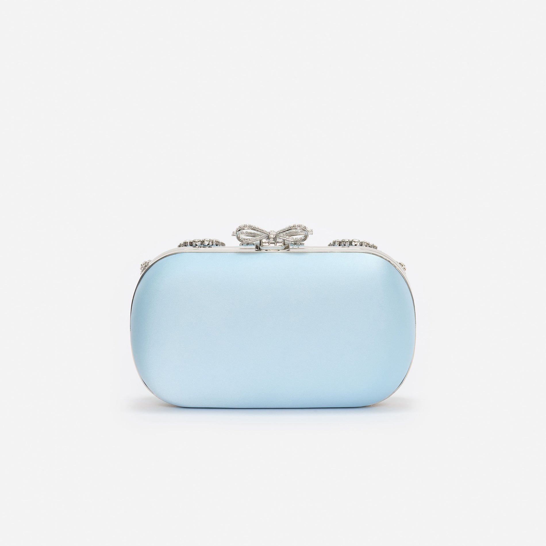 Blue Satin Multi Crystal Clutch Bag