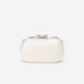 Cream Satin Multi Crystal Clutch Bag