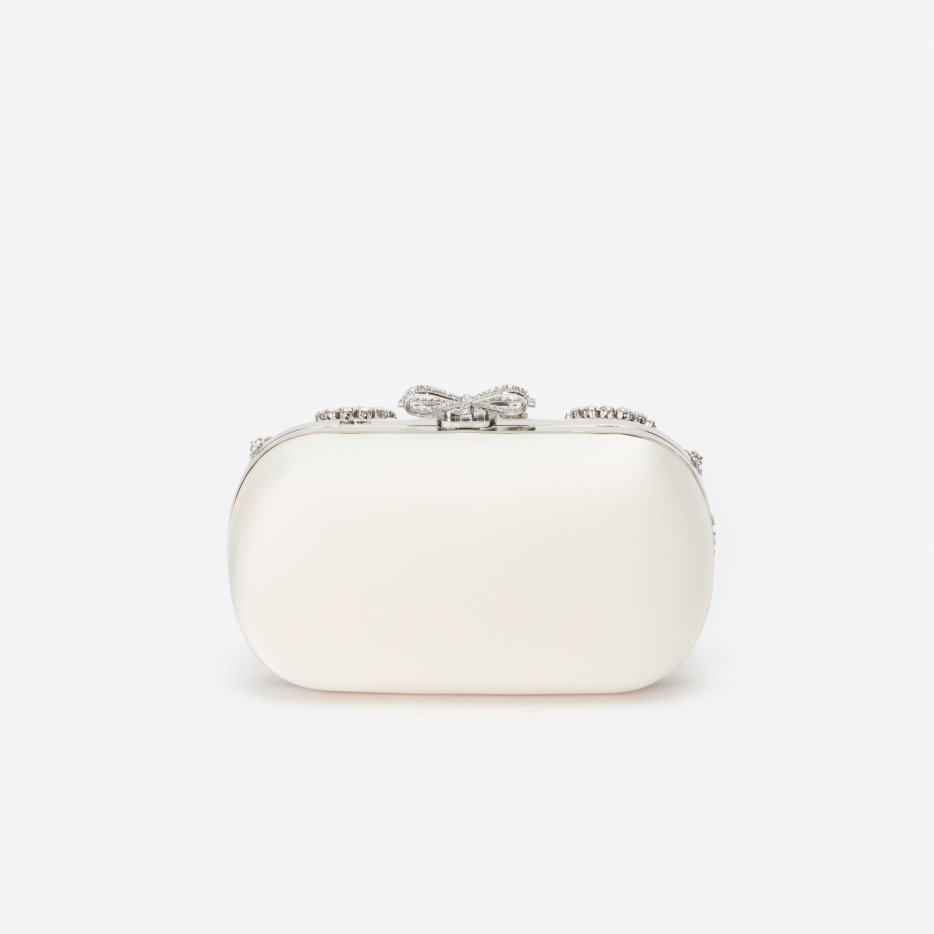 Cream Satin Multi Crystal Clutch Bag