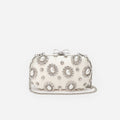 Cream Satin Multi Crystal Clutch Bag
