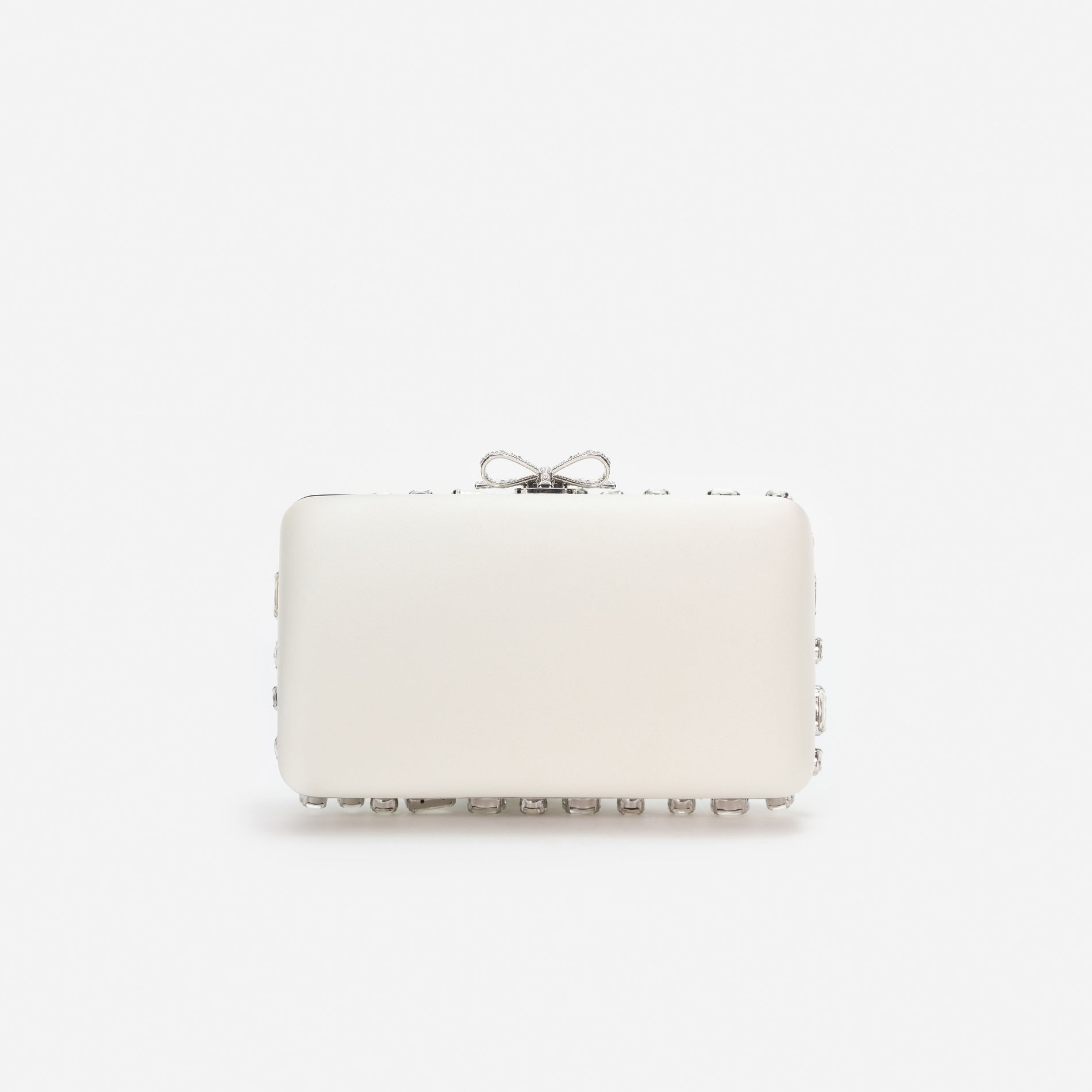 Cream Satin Crystal Clutch Bag