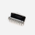 Black Satin Crystal Clutch Bag
