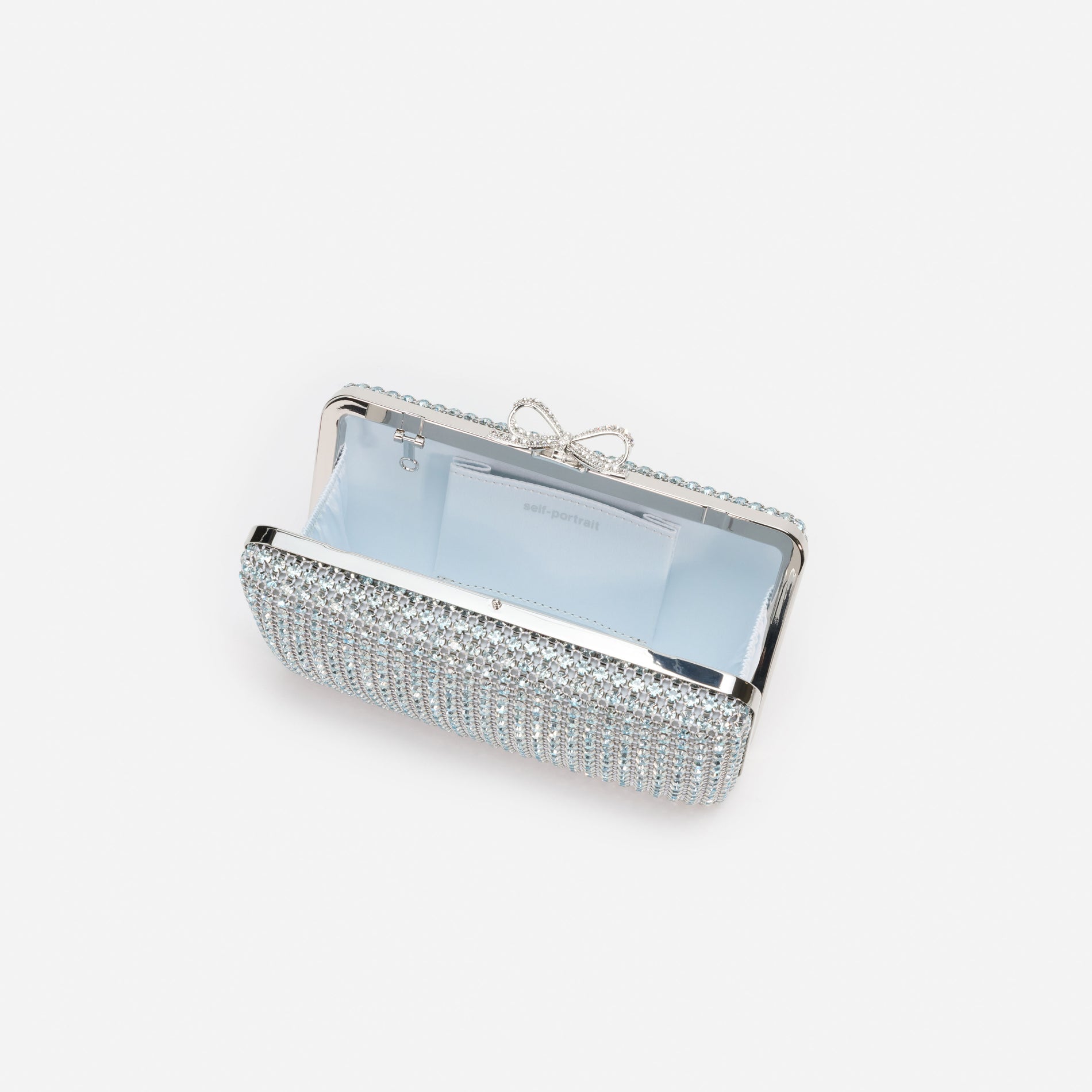 Blue Crystal Chainmail Clutch Bag
