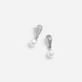 Silver Crystal Pearl Drop Earrings