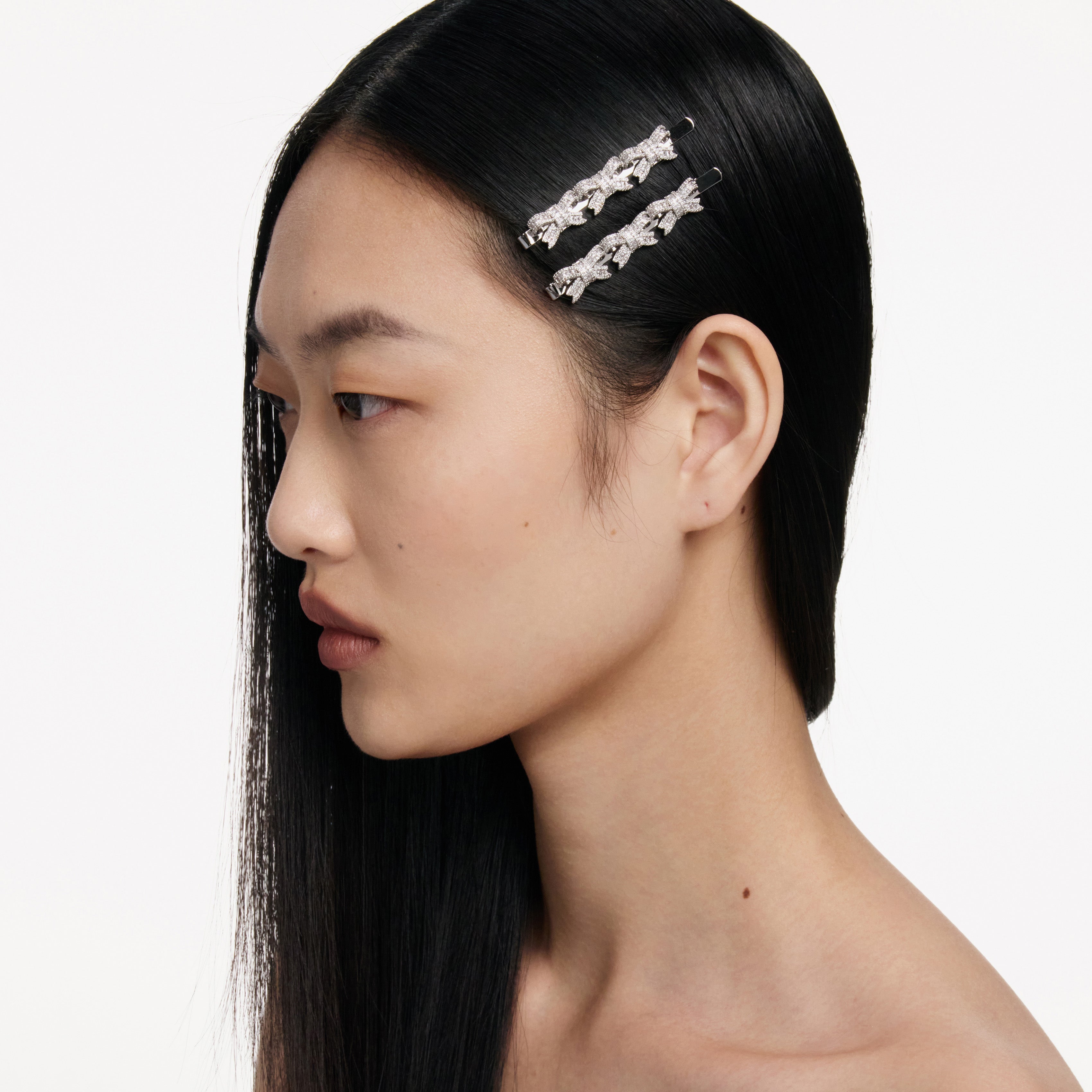 ヘアアクセサリー herlipto Crystal Ribbon Hair Clip レディース