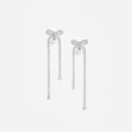 Crystal Bow Pearl Dangle Earrings