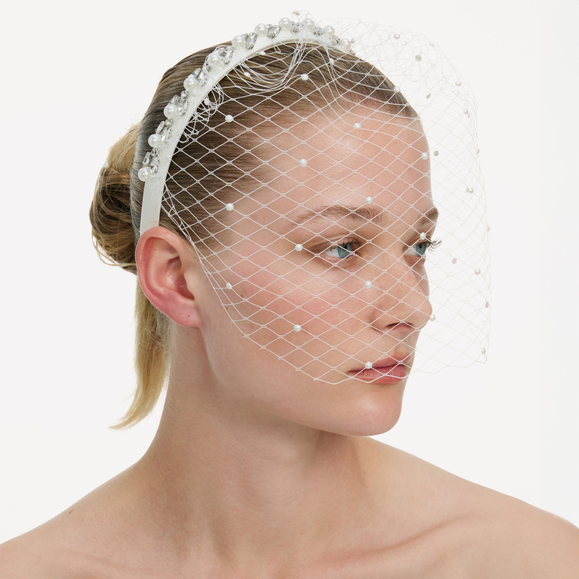 Pearl Embellished Veil Headband