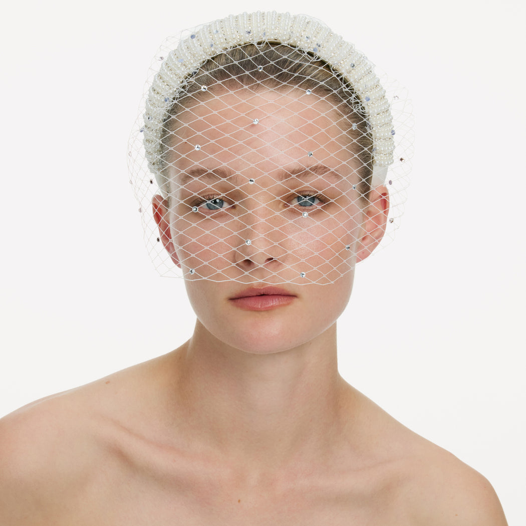 Crystal Embellished Veil Headband