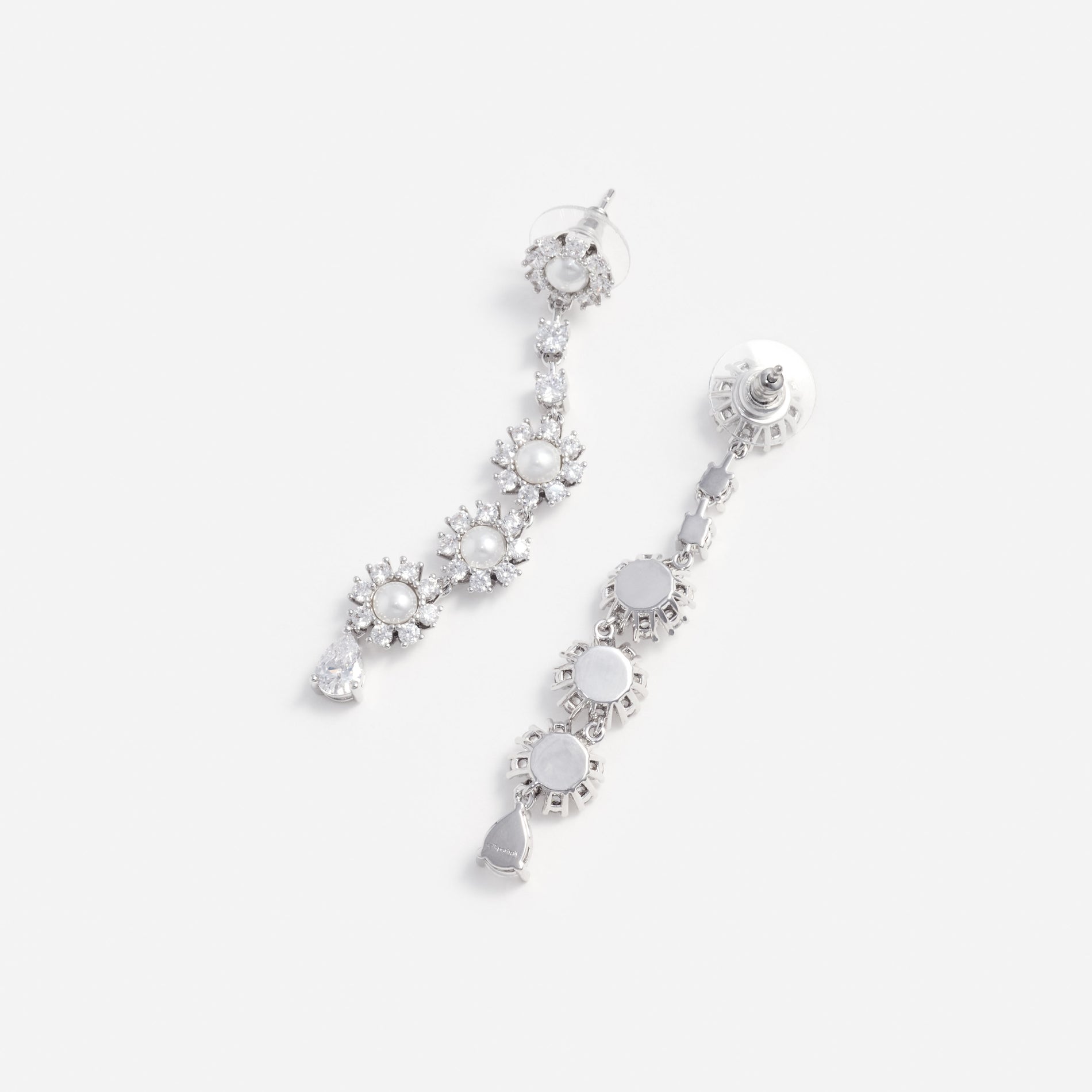 Crystal Pearl Tiered Drop Earrings
