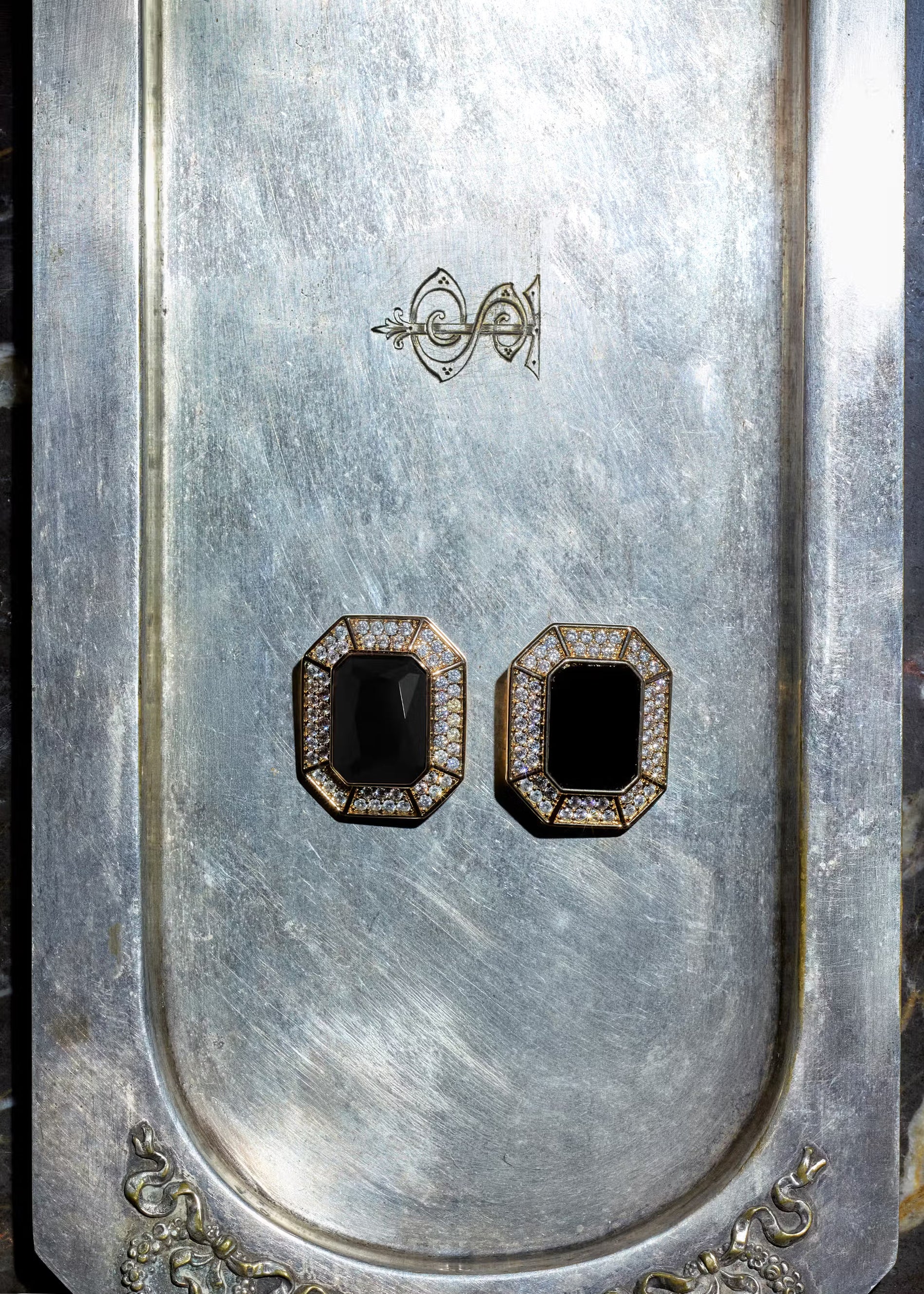 Black Crystal Encrusted Earrings