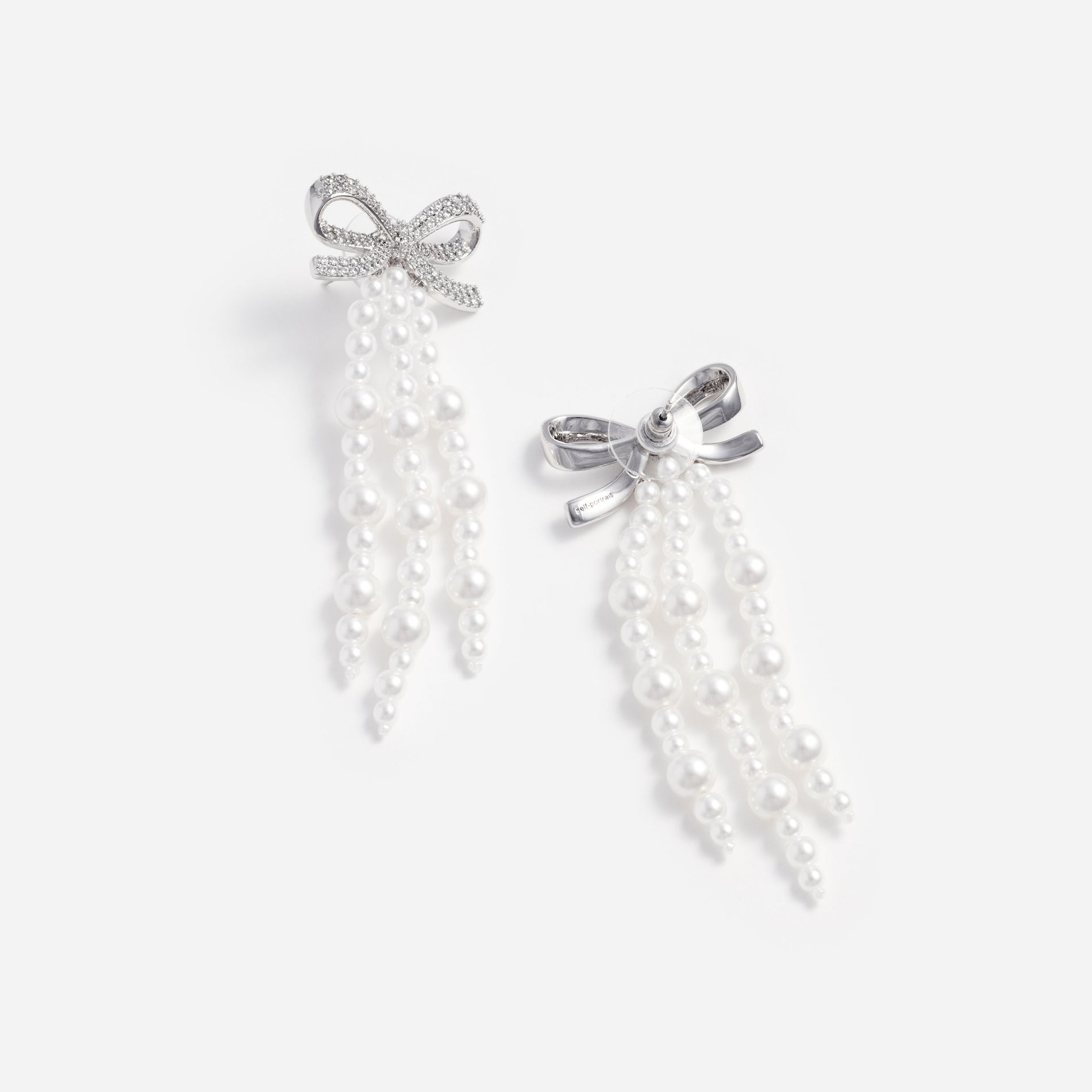 Bow Pearl Waterfall Earrings
