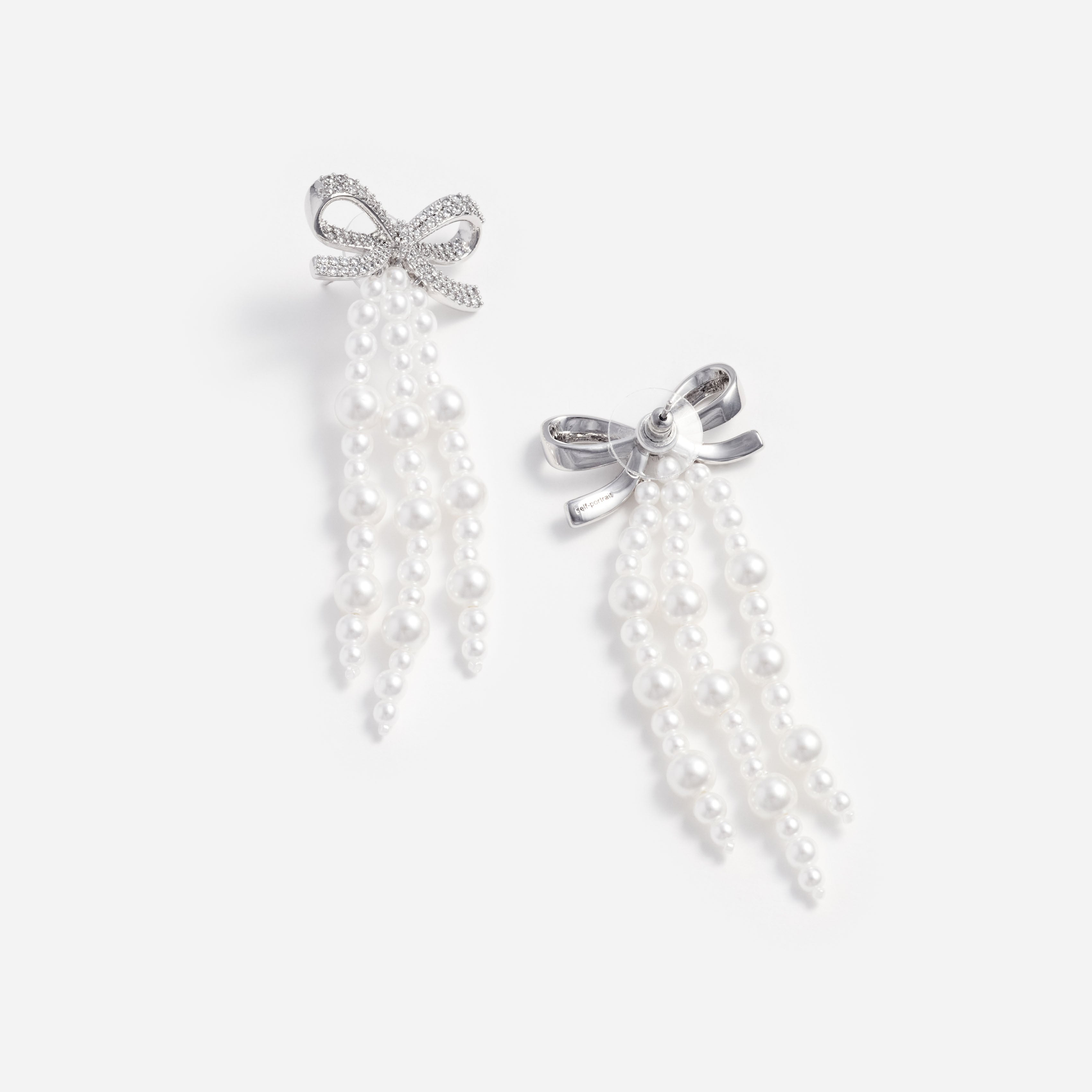 Bow Pearl Waterfall Earrings