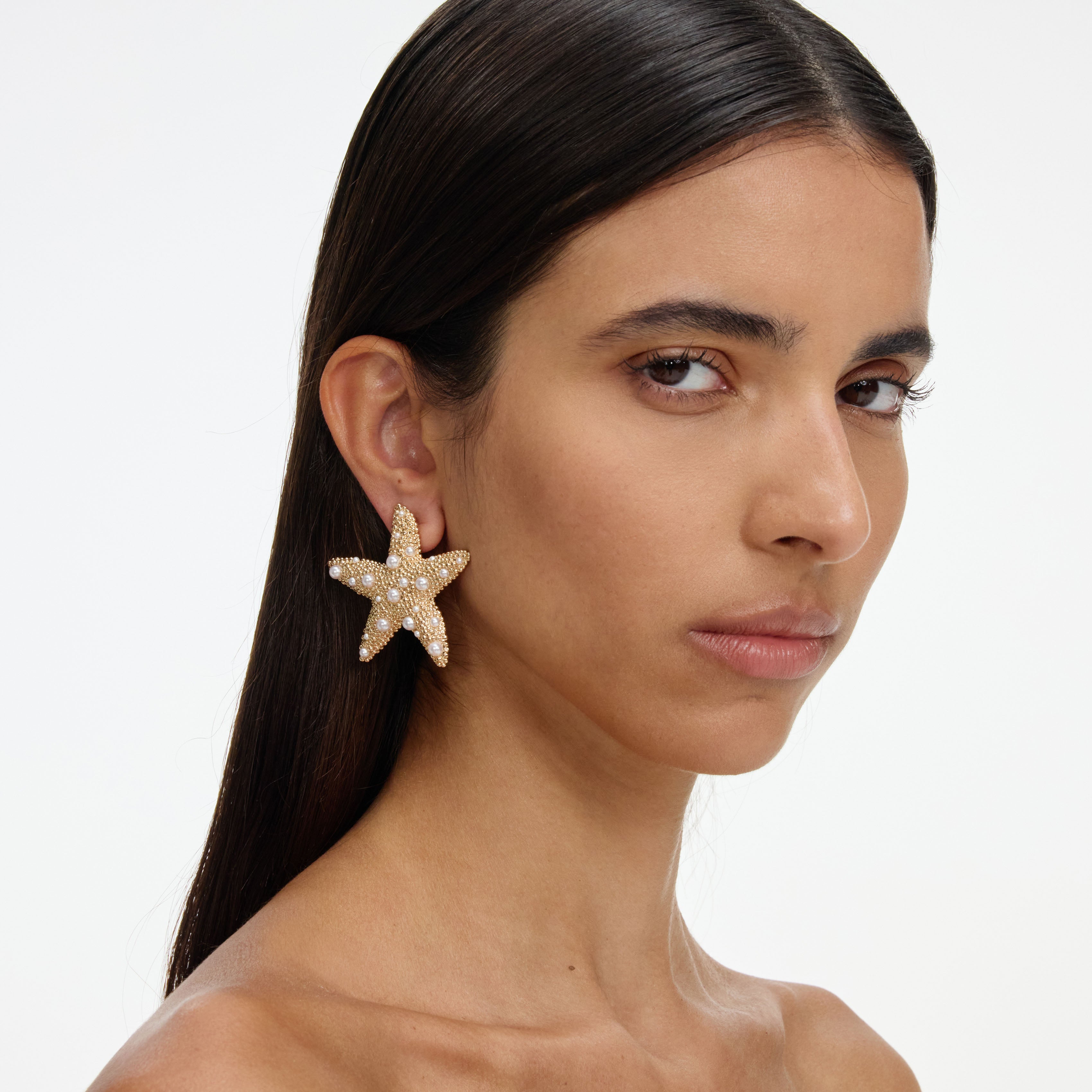 Textured Gold Sea Star Earrings