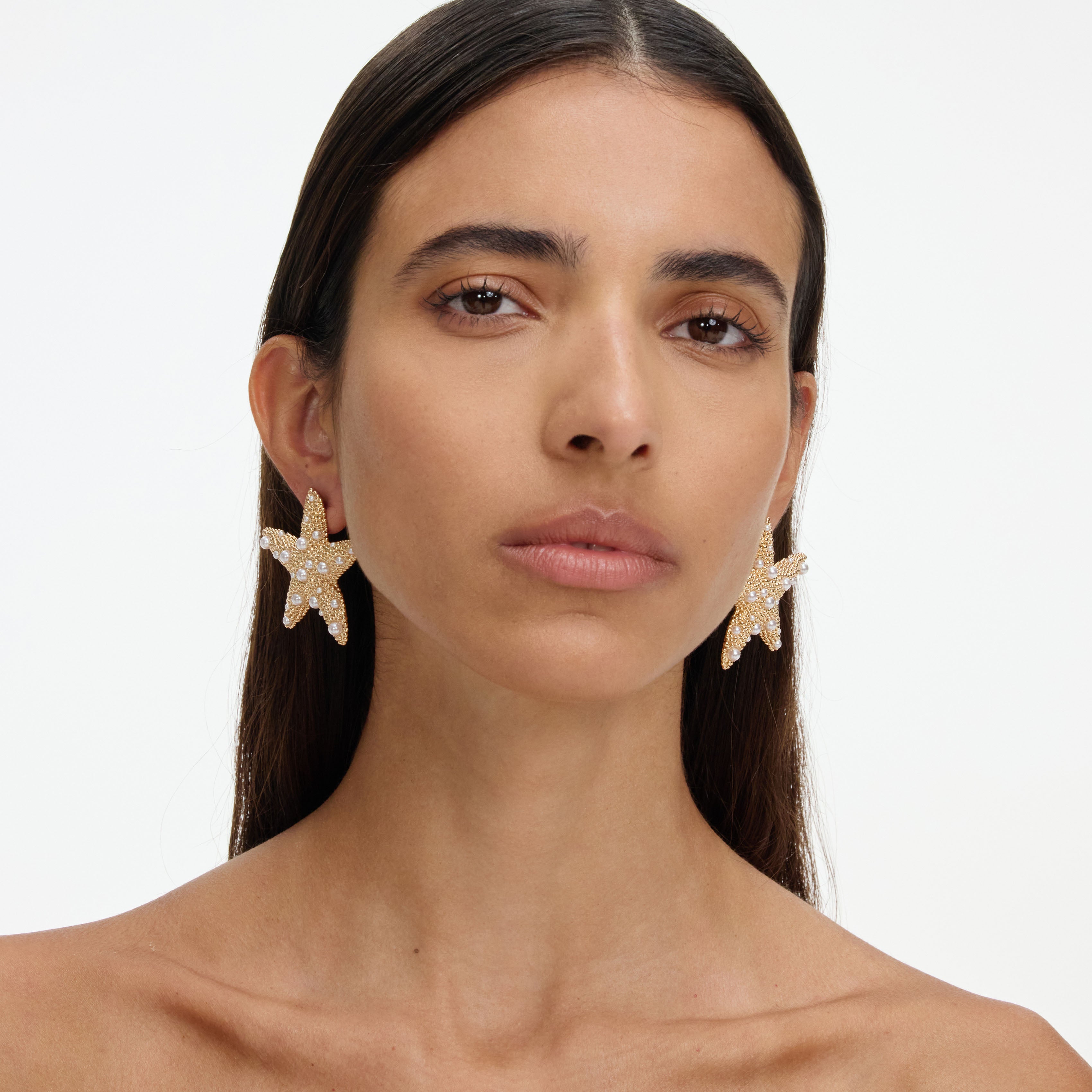 Textured Gold Sea Star Earrings