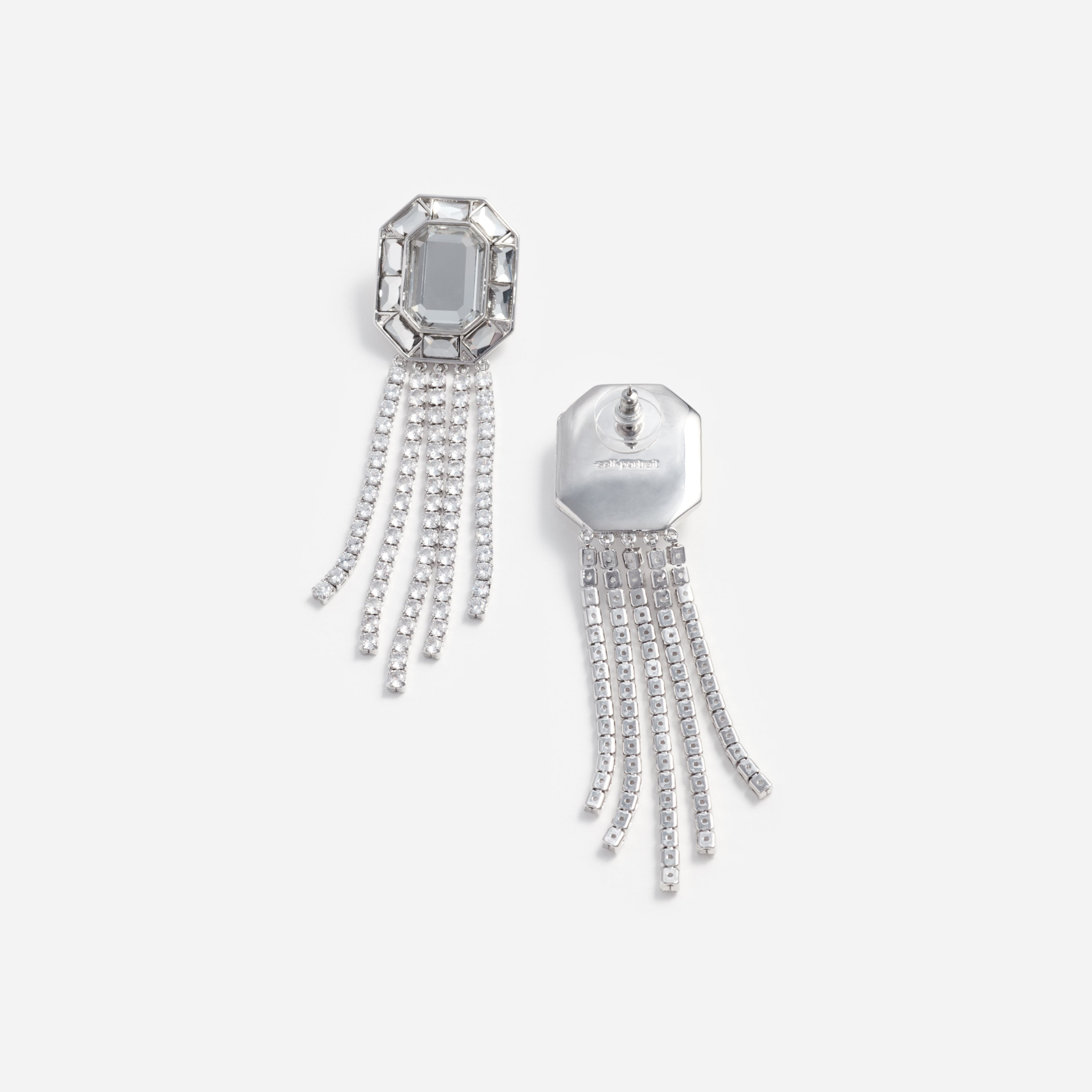 Silver Crystal Droplet Earrings