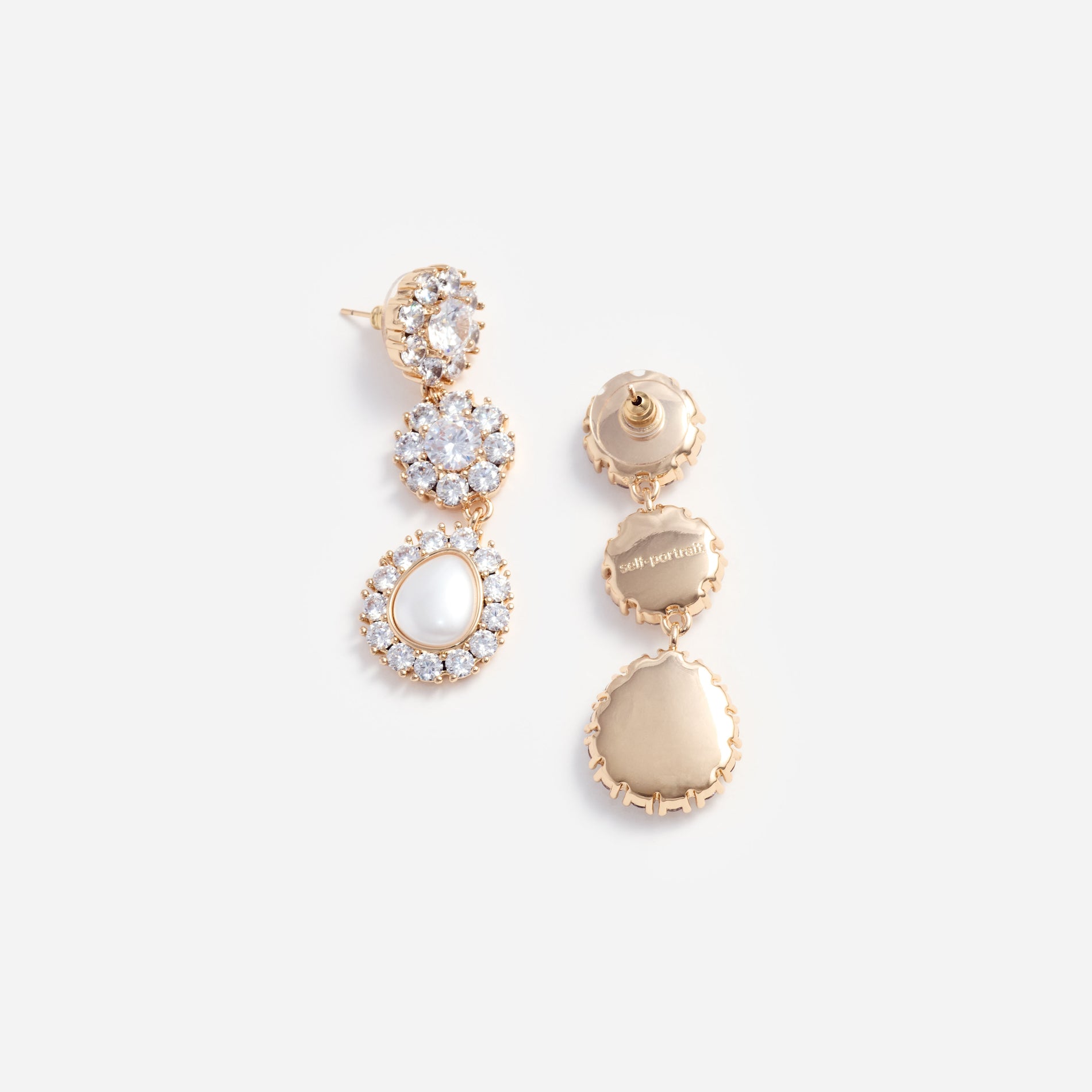 Gold Crystal Flower Tiered Earrings